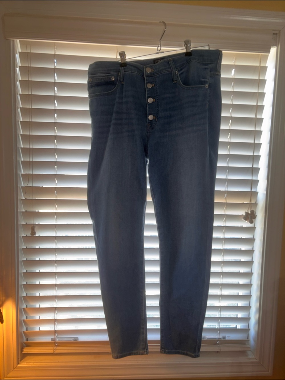 J. Crew Medium Blue High Rise Skinny Jeans with Button Fly